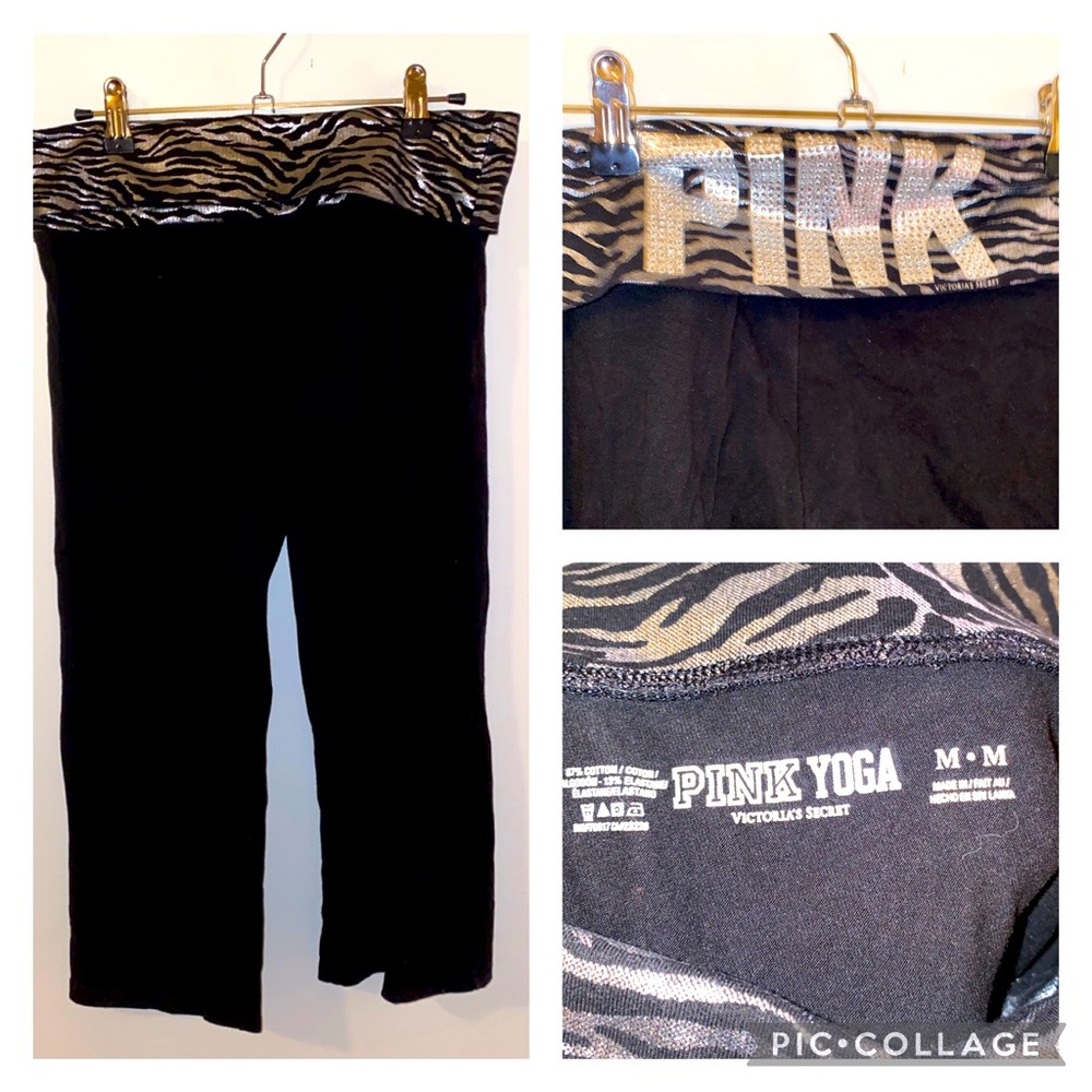 EUC Victoria’s Secret Pink Yoga Capri Leggings with Zebra Bling size Medium